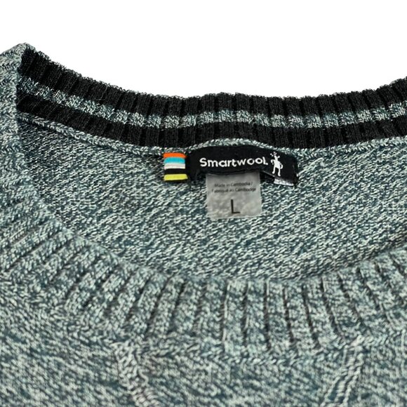 Smartwool Merino Wool Sweater Mens Large Gray Lightweight Long Sleeve Stripe - Picture 4 of 7